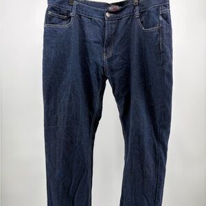 Skool brand jeans, dark wash, wide leg baggy style with embroidered pocket Sz 42
